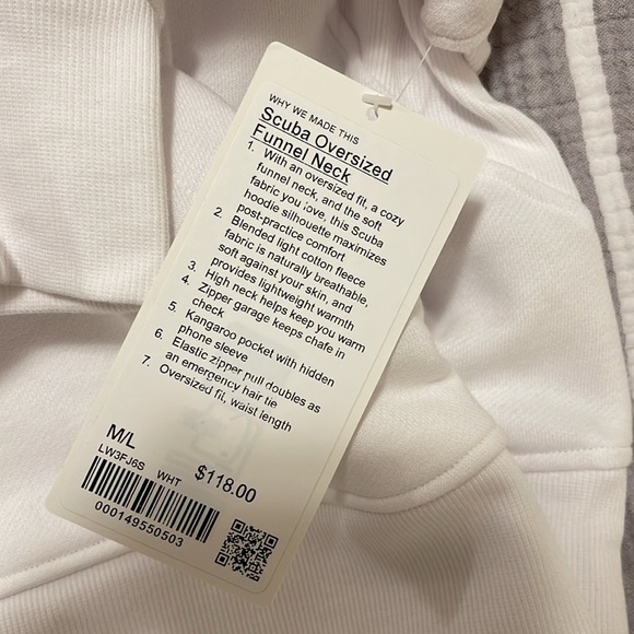Lululemon scuba oversized funnel neck half-zip NWT Sz m/l in white - Picture 8 of 8